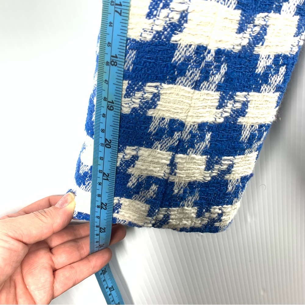 SANDRO FLORIANE SINGLE-BREASTED HOUNDSTOOTH
COTTON-BLEND WOMENS BLAZER IN BLUE - Picture 10 of 16